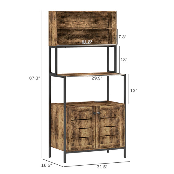 English Elm Convenient Matte Black Bakers Rack with Power Outlets Usb Ports and Open Shelving T3971P429619