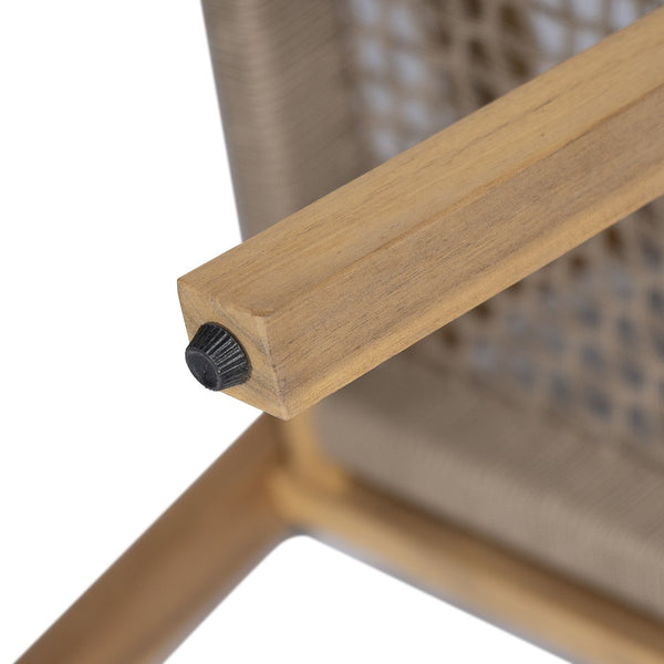 English Elm Christopher Knight Home® - Outdoor Rope Woven Acacia Dining Chair Set with Breathable Backrest and Durable Weather‑Resistant Wood Light Teak 39.5 L x 24.25 W x 10.25 H N776P247440L