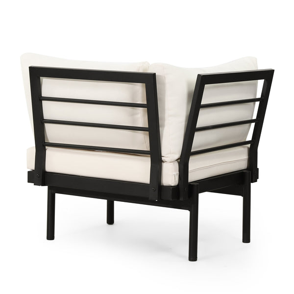 English Elm Christopher Knight Home® - THEO Iron Frame Corner Sofa with Acacia Coffee Table, Teak Accents, Water‑Resistant Cream Cushions (96) 72249.00CRM