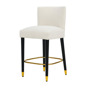 English Elm Christopher Knight Home® - 27inch-counterstool, modern rubberwood frame with light fabric upholstery, gold circular footrest accent Beige N780P224409B