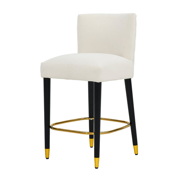 English Elm Christopher Knight Home® - 27inch-counterstool, modern rubberwood frame with light fabric upholstery, gold circular footrest accent Beige N780P224409B