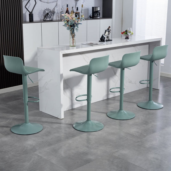 English Elm Bar Stools Set of 2 Adjustable Swivel Pu Leather Kitchen Island Seating with Back Mint Green W676P358684