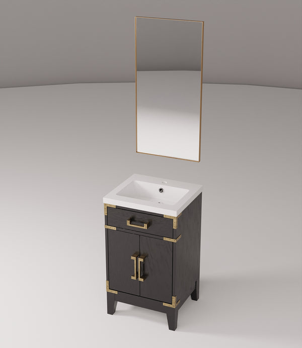 English Elm Black Oak Single Bath Vanity With Acrylic Countertop & 18" Mirror - Perfect For Compact Spaces! B2731S02120