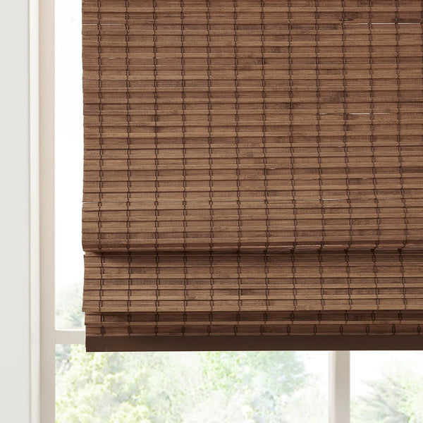 English Elm Bamboo Light Filtering Roman Shade 64"L - Eco-Friendly Natural Woven Window Treatment For Privacy B035129697