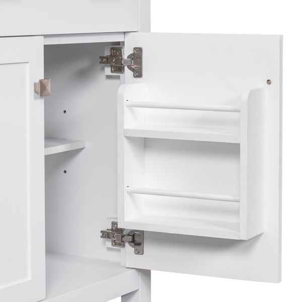 English Elm 60" Modern Bathroom Vanity Set with Double Ceramic Sinks, Soft-Close Doors, Flip Drawer & Storage White N729P000002K