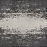 Unique Loom Outdoor Modern Ombre Machine Made Abstract Rug Charcoal Gray, Ivory/Gray 13' 0" x 13' 0"