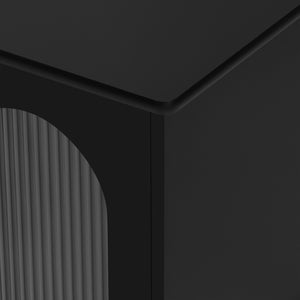 English Elm Vibe 68.9'' Retro Tv Stand For 75-Inch Tvs, Elegant Media Console With Fluted Glass & Storage Solutions N724P284465B-GIGA