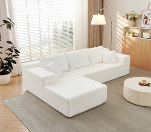 English Elm 104" Modular Cloud Sectional Chenille Sofa with Deep Seats for Modern Living Rooms W1359S00019