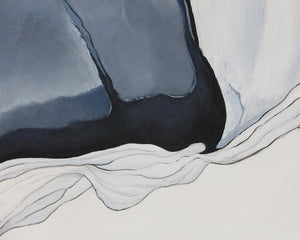 Sunpan Glacial Rock Wall Art - Hand-Painted Abstract Painting in Calming Blue Hues with Black Frame