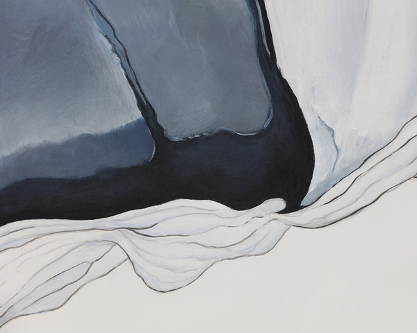 Sunpan Glacial Rock Wall Art - Hand-Painted Abstract Painting in Calming Blue Hues with Black Frame