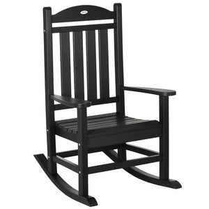 English Elm Outsunny All-Weather Rocking Chair - Rustic High Back, Oversized Seat, 350Lbs Capacity, Black Comfort W2225P217088-GIGA