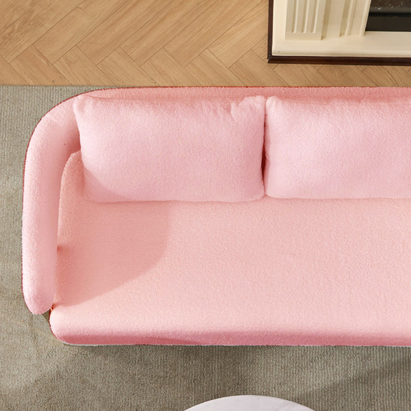 English Elm TS Modern decorative chair with teddy fleece upholstery, ergonomic sponge cushion and gold legs for luxe comfort and style Pink W2311P364623