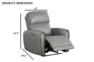 English Elm Contemporary Power Recliner with Plush High-Density Foam, Soft Track Arms, Hardwood Frame, Oversized Seat Gray 31 L x 36 W x 27 H B2741P395247