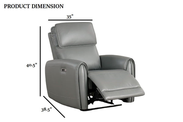 English Elm Contemporary Power Recliner with Plush High-Density Foam, Soft Track Arms, Hardwood Frame, Oversized Seat Gray 31 L x 36 W x 27 H B2741P395247