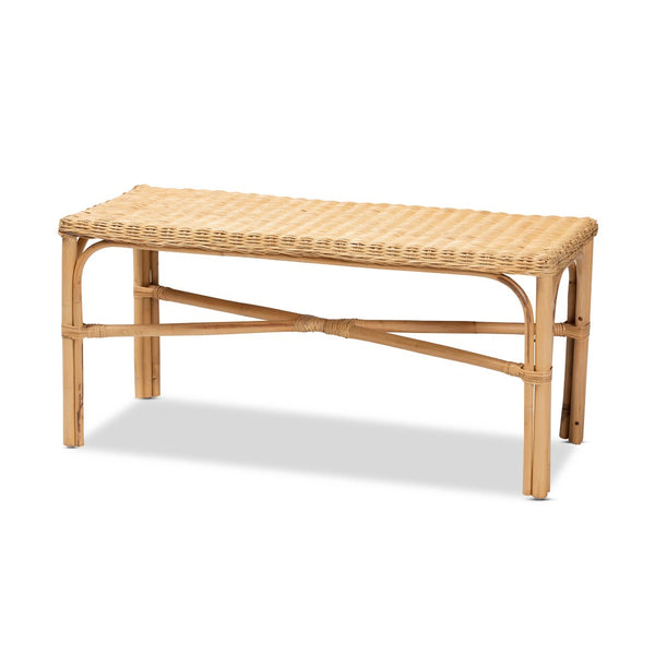 English Elm Modern Handcrafted Rattan Woven Accent Bench for Entryway Bedroom or Living Space B2750P470054