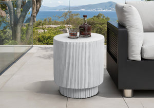 English Elm Accent Table Round Matte Finish Weather Resistant Magnesium Oxide Indoor Outdoor Side White B2710P461664