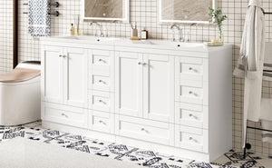 English Elm 72-inch Shaker Double Sink Freestanding Vanity with Resin Basins and Soft Close Storage N729P000010K-2