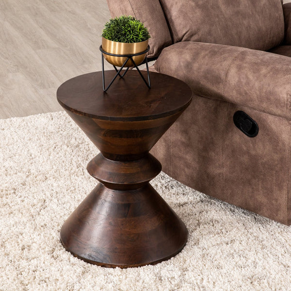 English Elm Living Rustic Side Table with Acacia Wood Top and Black Hairpin Legs, Compact Accent End Table Dark Brown 24 L x 21 W x 21 H B2741P285779