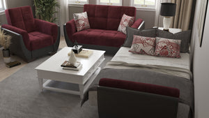 English Elm Primenest Skyhaven Convertible Upholstered Sofabed With Storage – Burgundy Microfiber, Compact Comfort B030P286503-GIGA