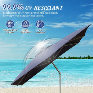 English Elm Rectangle Patio Umbrella With Crank Lift & Adjustable Tilt - Navy Blue Shade For Outdoor Spaces W1859P320955-GIGA