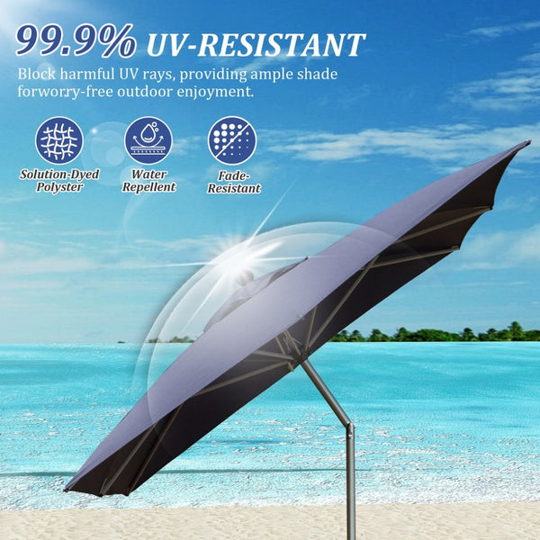 English Elm Rectangle Patio Umbrella With Crank Lift & Adjustable Tilt - Navy Blue Shade For Outdoor Spaces W1859P320955-GIGA