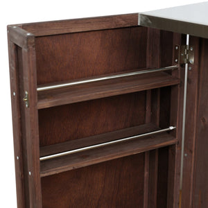 English Elm Foldable Outdoor Kitchen Cart with Stainless Worktop Fir Wood Frame and Lockable Wheels Dark Brown N719P380278S