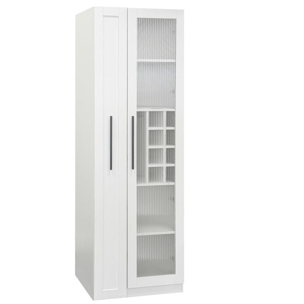 English Elm Kitchen pull-out pantry cabinet with 7-tier expandable shelves, smooth-glide organizers, farmhouse white storage solution for kitchen and dining rooms W331S00189 W331S00189