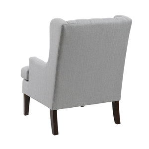 English Elm 1Pc Accent Chair - Elegant Button-Tufted Gray Fabric Upholstery With Plush Foam Cushion For Comfort B011P287709