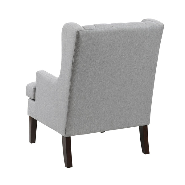 English Elm 1Pc Accent Chair - Elegant Button-Tufted Gray Fabric Upholstery With Plush Foam Cushion For Comfort B011P287709