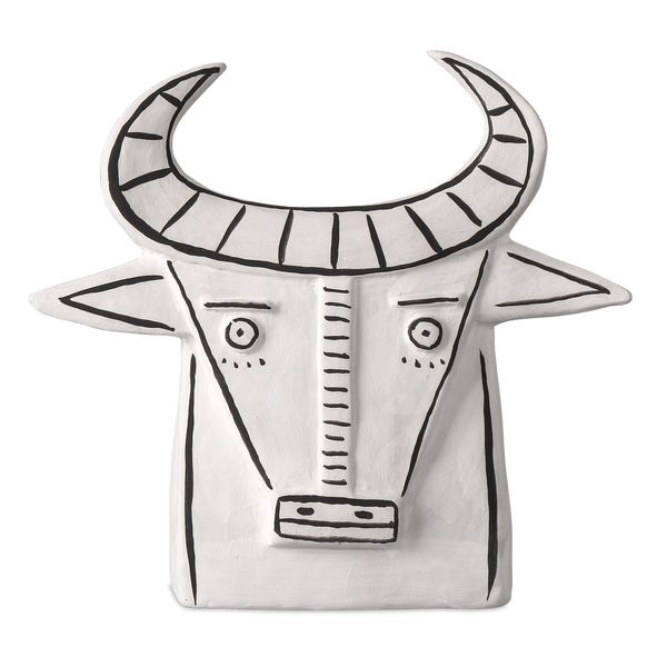 Frank the Bull - Unique Handmade Porcelain Vessel with Whimsical Black Details - 11" Contemporary Art