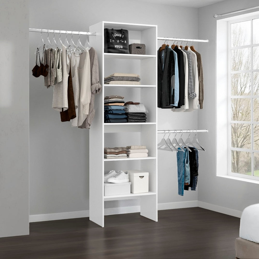English Elm Hollis Modular Wardrobe Organizer with Dual Hanging Zones and Open Shelving for Bedrooms B097P474320
