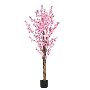 English Elm Christopher Knight Home® - 6' Olive Tree Faux Plant with Pre-Potted Black Plastic Base, Lifelike Leaves, Low Maintenance Décor Pink N772P286777P