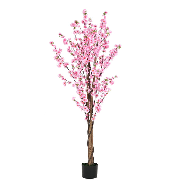 English Elm Christopher Knight Home® - 6' Olive Tree Faux Plant with Pre-Potted Black Plastic Base, Lifelike Leaves, Low Maintenance Décor Pink N772P286777P