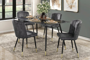 English Elm Modern Velvet Channel Tufted Dining Chairs Set of 2 with Black Metal Legs and Gold Accent Trim Charcoal 25.5 L x 25.5 W x 21.25 H B011P199726