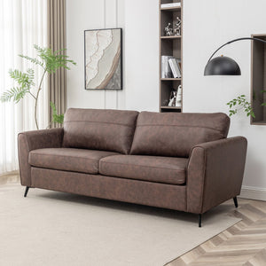 English Elm 2-Seater Convertible Sofa Bed - Stylish Faux Leather, Durable Wooden Frame, Space-Saving Comfort B347P409789