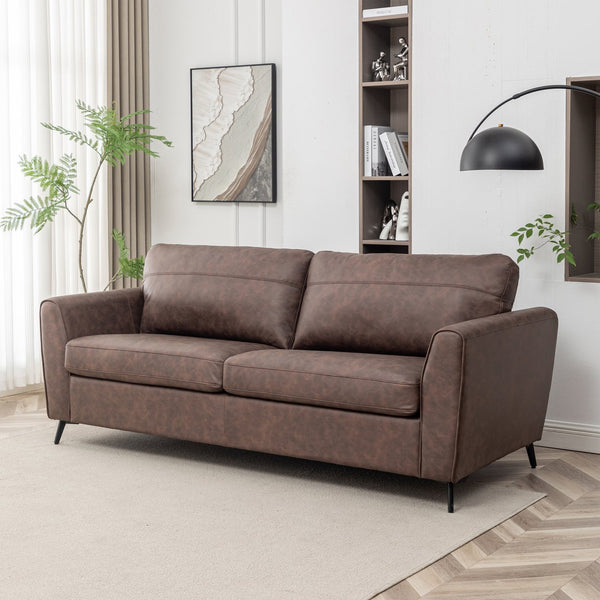 English Elm 2-Seater Convertible Sofa Bed - Stylish Faux Leather, Durable Wooden Frame, Space-Saving Comfort B347P409789