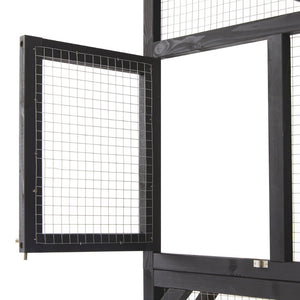 English Elm Outdoor Fir Wood Window Catio Enclosure with Four Climbing Platforms for Cats Black,Brown N719P418371D