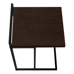 English Elm Accent Table, C-Shaped Side Table For Living Rooms & Bedrooms, Espresso Laminate With Black Metal Base B2710P219374