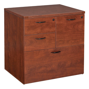 OSP Home Furnishings Napa Multifile Pedestal Mobile Filing Cabinet for Office or Home Desk Storage Cherry NAP-69-CHY