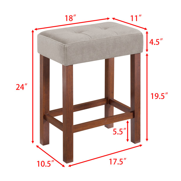 English Elm 59 59 Inch Bar Table Set with Power Outlet, 3 Upholstered Stools, Solid Wood MDF Linen Seats, Durable Load Capacity W2972P355432