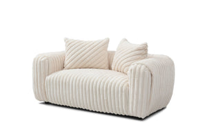 English Elm Cancun White Bouclé Loveseat G00932A-L with 2 Back Pillows, Plush Upholstery, Durable Frame Comfort B078S00627
