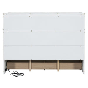 English Elm Queen Murphy Wall Bed with Pull Out Drawer and Built in Usb Charging Cabinet White N708P205905K