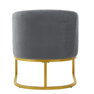 English Elm Modern Faux Fur Accent Chair Plush Upholstered Seat with Gold Iron Legs for Any Room Grey N763P360688E