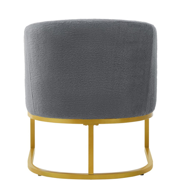 English Elm Modern Faux Fur Accent Chair Plush Upholstered Seat with Gold Iron Legs for Any Room Grey N763P360688E