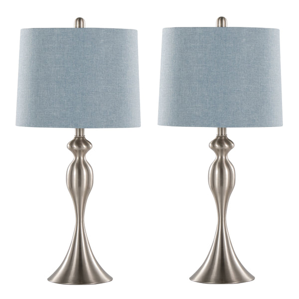 English Elm Ashland Elegant 27" Contemporary Metal Table Lamp Set of 2 with Textured Linen Shades and Curvaceous Silhouette Blue B202P224086