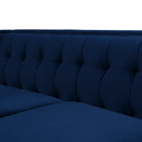 English Elm James 74" Modern Tuxedo Sofa, Navy Blue Velvet