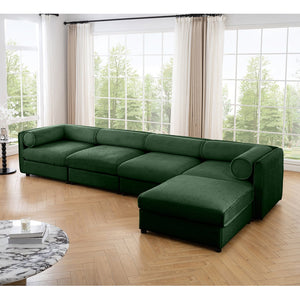 English Elm Modular 4-Seat L-Shaped Sofa With Storage, Ergonomic Comfort, And Stylish Green Chenille Upholstery W714S01064