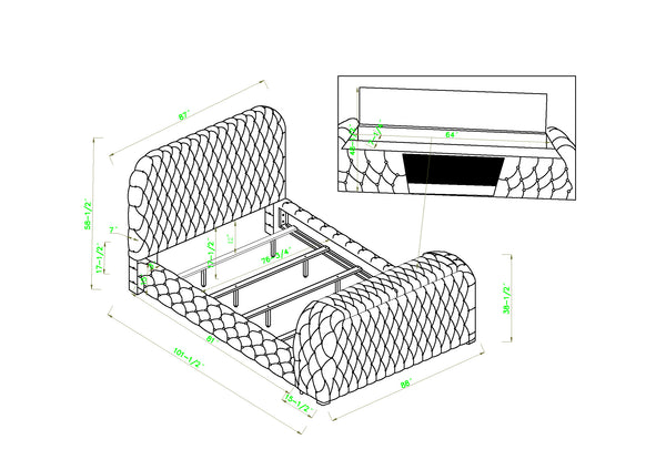 English Elm 1Pc Luxurious King Bed With Tufted Velvet Headboard, Tv Lift & Electric Fireplace For Ultimate Comfort B2741S00086