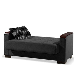 English Elm PrimeNest ZenAero X Convertible Wood-Trim Loveseat with Storage, Grey Chenille — Space-Saving Sleeper Comfort B030P281781