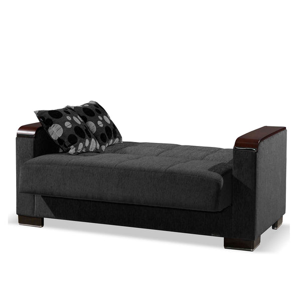 English Elm PrimeNest ZenAero X Convertible Wood-Trim Loveseat with Storage, Grey Chenille — Space-Saving Sleeper Comfort B030P281781